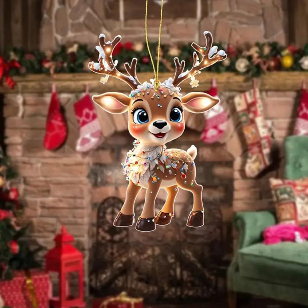 Décorations de Noël en Acrylique Transparent Ornements en Acrylique de Haute Qualité Ornements Festifs de Rennes de Noël pour la Maison Décoration de Voiture