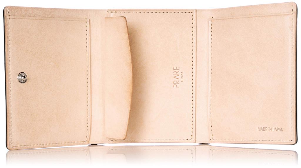 Prairie Smart Compact Tri-fold Wallet (with Coin Purse) in Natural Cordovan, Prairie Ginza, Black
