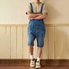 Men's Denim Suspenders Shorts Summer One-Piece Denim Overalls Men's Shorts Five-point Denim Shorts Slim Overalls Denim Shorts