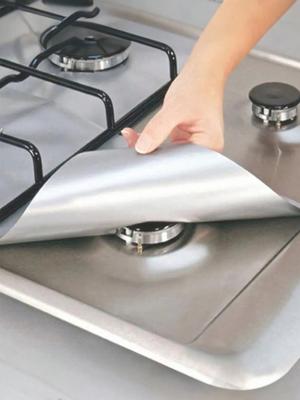 8pcs Black Gas Stove Oil Proof Pad, Washable Pad, Stove Surface Protection Pad, Dustproof and High-temperature Resistant Pad