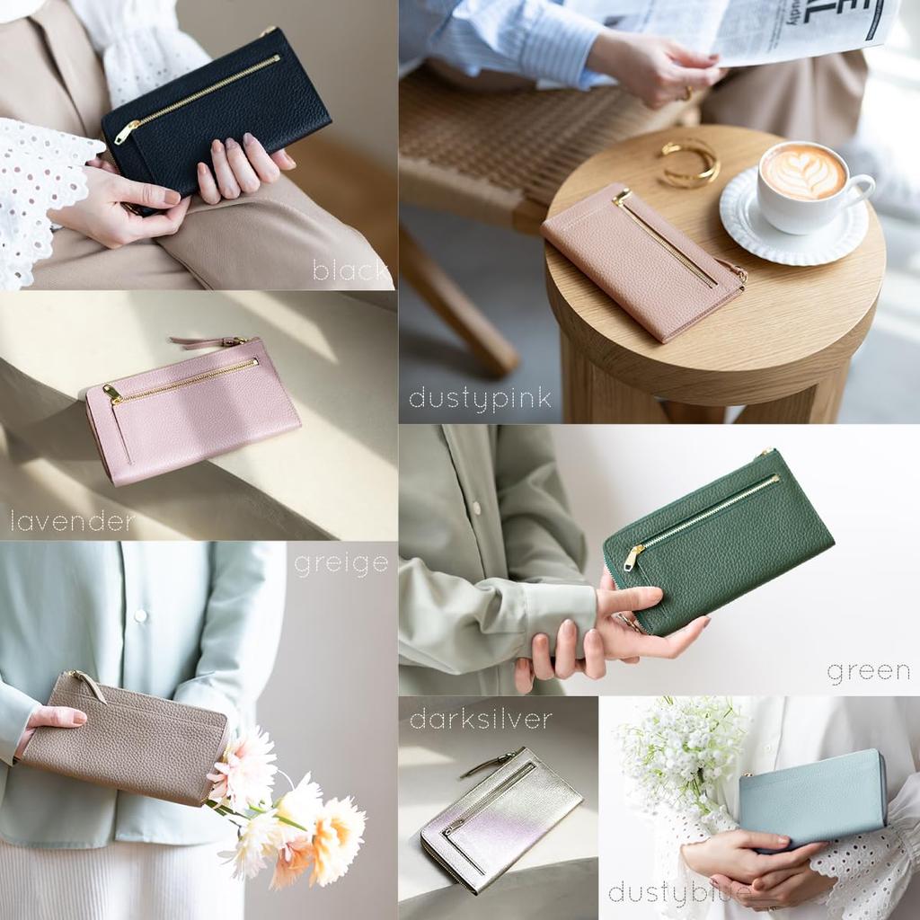 Small Long Large 23 No YKK Gusseted Coin Greige [RafiCaro] Women's Wallet, Short, Capacity, Pockets, Folding, Compact, Approx. 18cm, Slim, L-Shaped