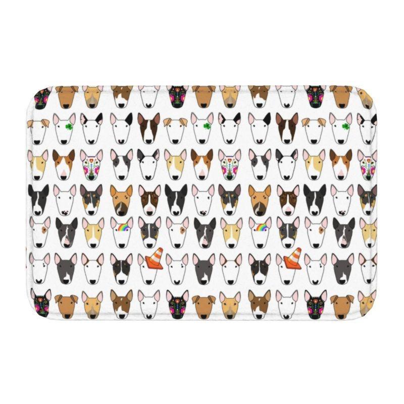 Starry Night Oil Painting Bull Terrier Carpet Mat Anti-Slip Rubber Backing Rug for Pet Lover Home Decoration Artistic Anime Rug