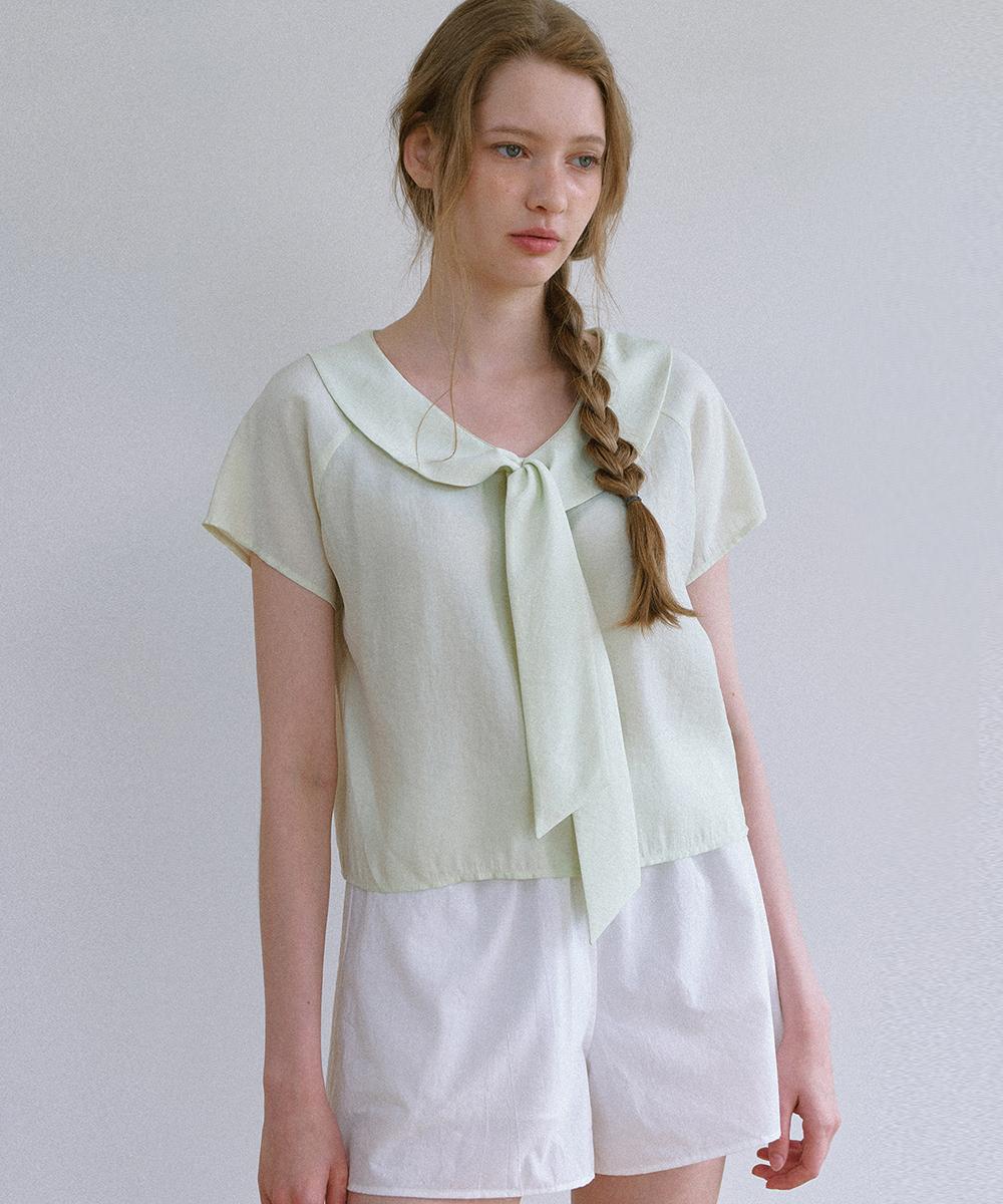 Laminez Collared Tie Blouse - Mint Mint/Free