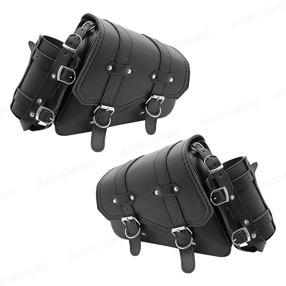 Motorcycle PU Leather Side Saddle Bags L+R Fit for Harley Sportster XL 883 1200 Chopper Cruiser Cafe Racer Softail Bobber