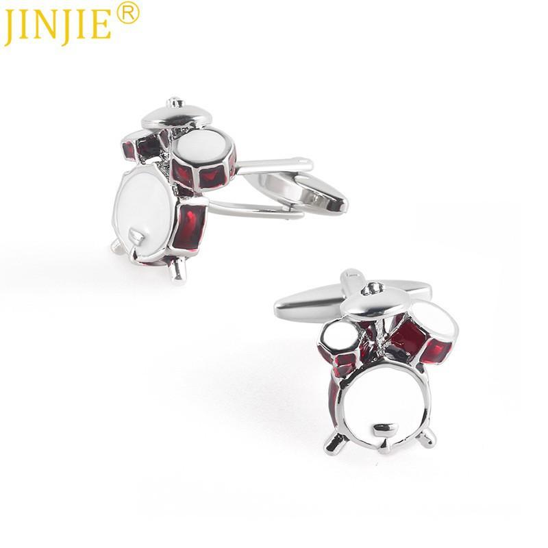 Drum Set Red Dot Painted Metal Enamel Cufflinks Men's French Shirt