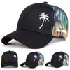 Fashionable Coconut Tree Embroidery Mesh Cap Men and Women Hat Outdoor Breathable Sunscreen Hats Summer Caps