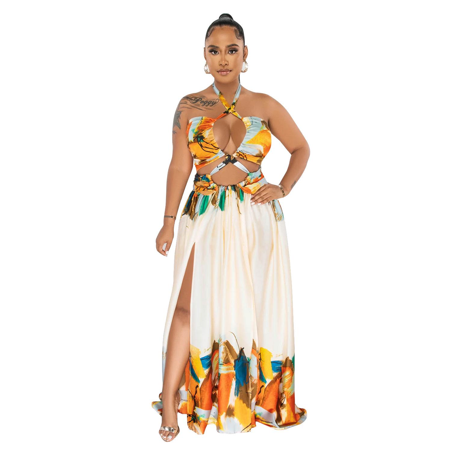

C6263 Women s Color Block Lace-Up Sleeveless Bandeau Maxi Dress Small брудно-білий