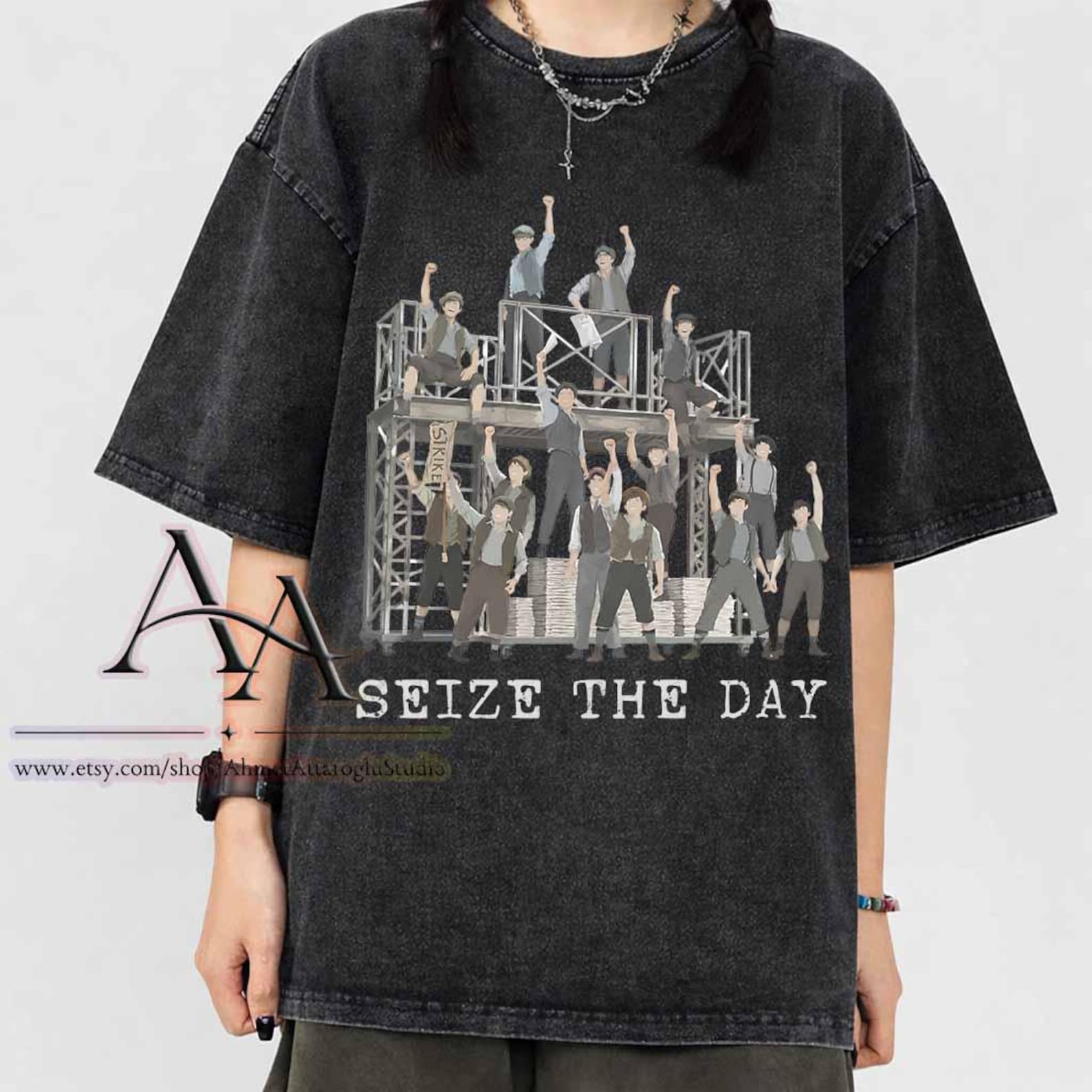 Mineral Wash Tee Newsies Seize The Day Shirt, Comfort Colors Newsies The Musical Inspired, King Of New York Newsies, Theater Gifts S