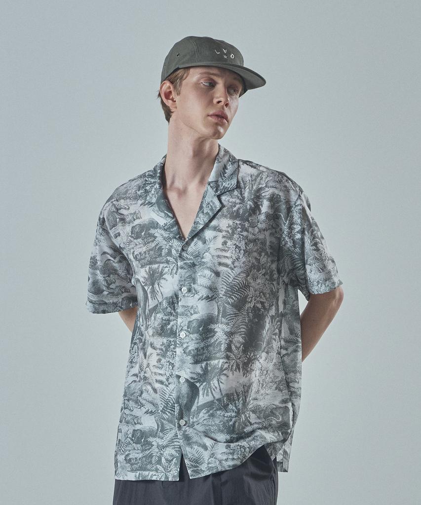 Ladeuedisyeon Jungle Open Collar Shirt_Khaki Green