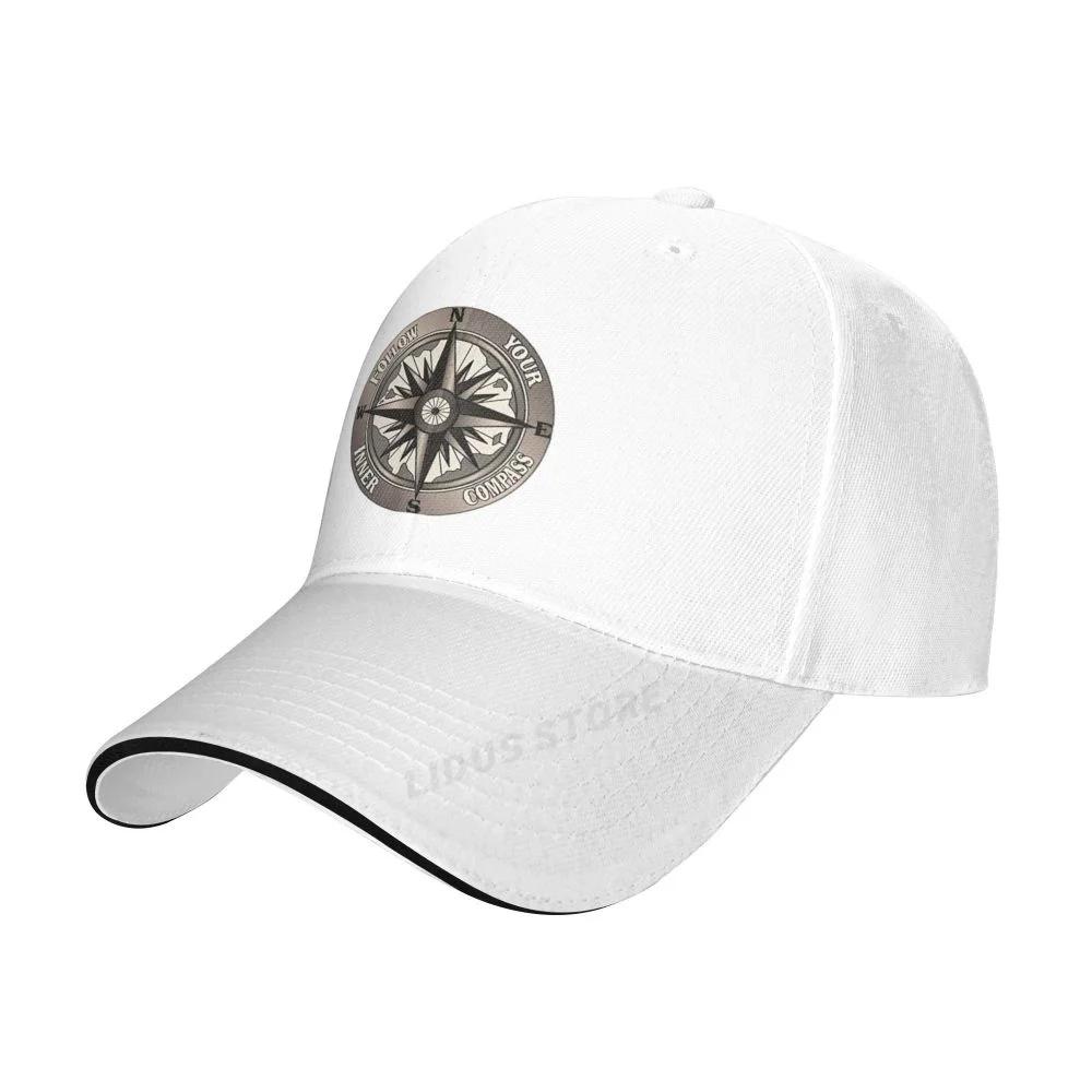 Baseballkappe mit Aufdruck „Follow Your Inner Compass“, modisch, für den Sommer, für Herren und Damen, verstellbar, mit Kompass
