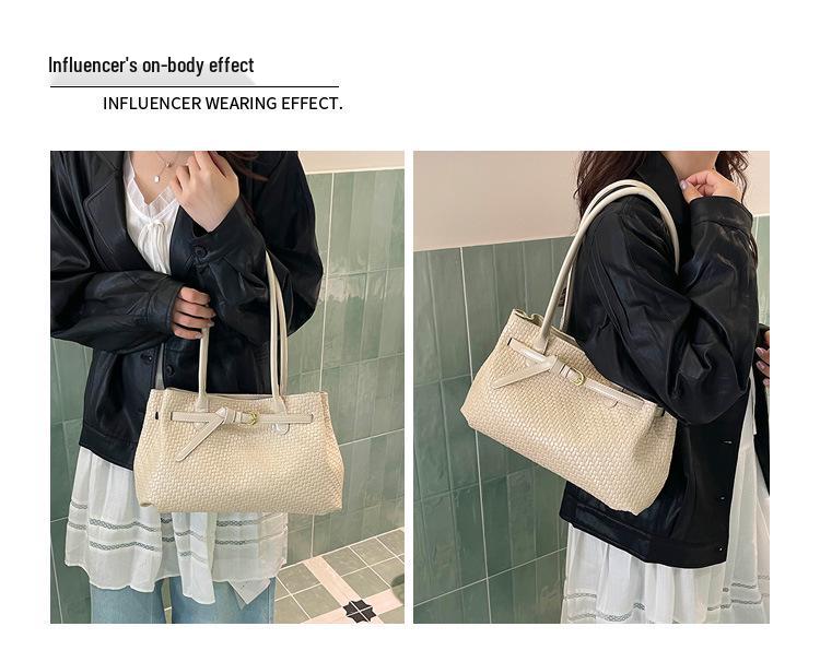 Korean Style High-End Woven Tote Bag: Trendy, Versatile, Large Capacity Shoulder Bag for Women 2026