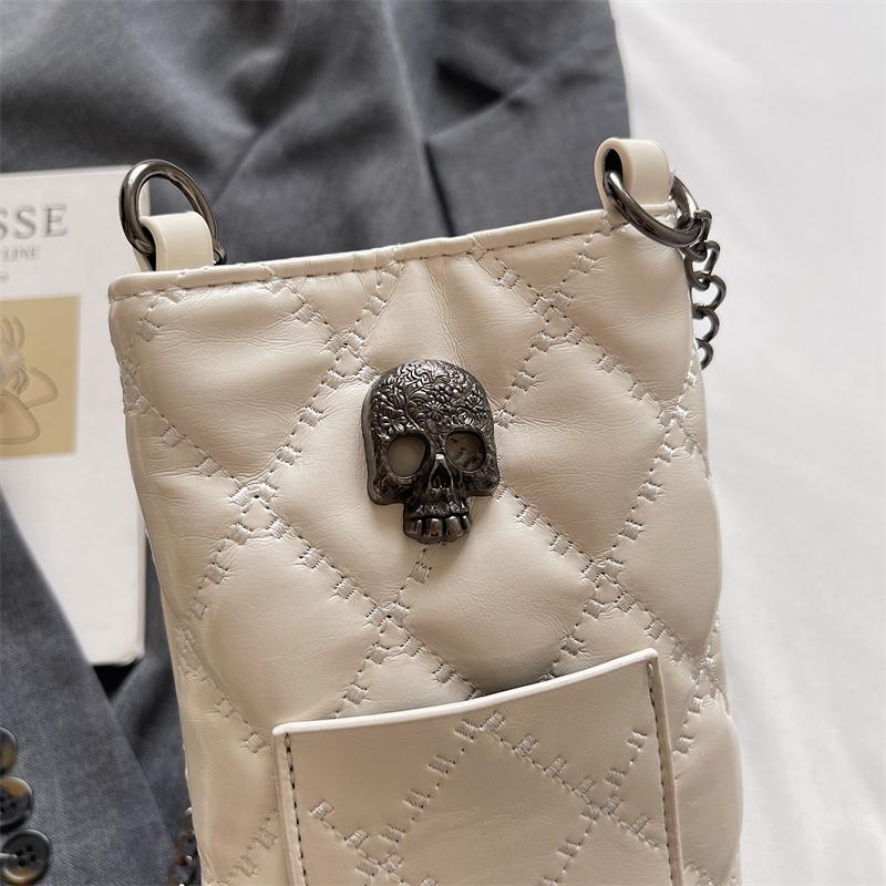 Borsa per Cellulare Teschio da Donna a Rombetti con Catena a Spalla Crossbody
