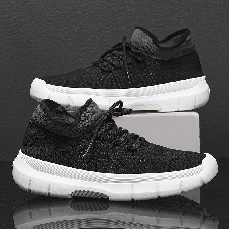 Herenschoenen zomer nieuw vliegweefsel mesh ademende mesh schoenen heren hardlopen dikke zool lichtgewicht casual sportschoenen