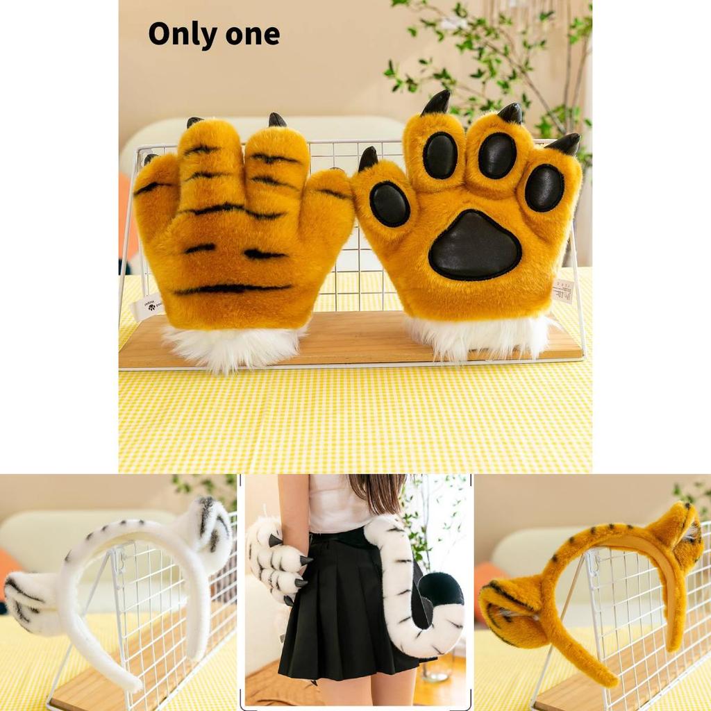 Realistic Plush Tiger Tail And Paw Headband Ideal For Fun Animal Costumes And Gifts