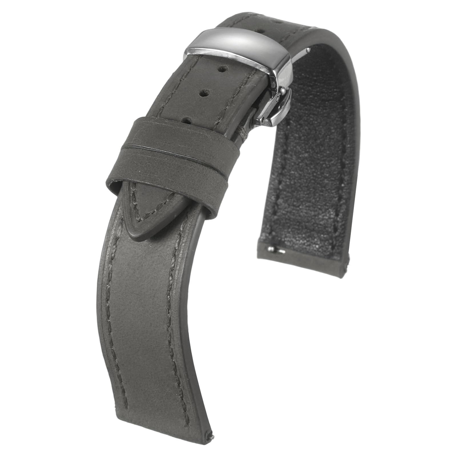 

[uxcell] 18mm Leather Watch Band Vintage Strap Quick Release Replacement Wrist Band Stainless Steel Butterfly Buckle Men s Women s Gray