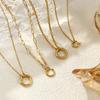 1pc 18k Gold Plated Necklace 304 Stainless Steel Circular Spring Buckle Pendant Necklace For Women Minimalist Exquisite Gift