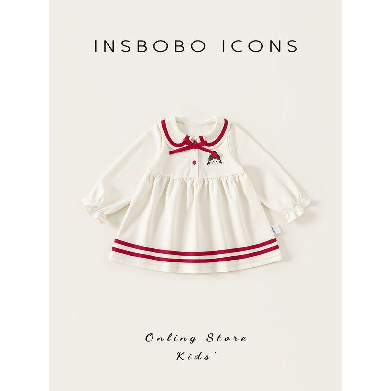 Insbobo Girls' Dress 2026 Spring New Princess Dress One-Year-Old Baby Girl Dress Kidsren's Red Dress