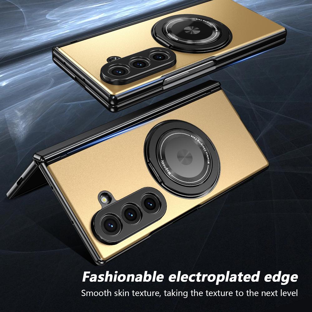 KEYSION 360°Rotating Magnetic Ring Stand Case for MagSafe for Samsung Galaxy Z Fold 7 5G Hinge Phone Cover with Screen Protector