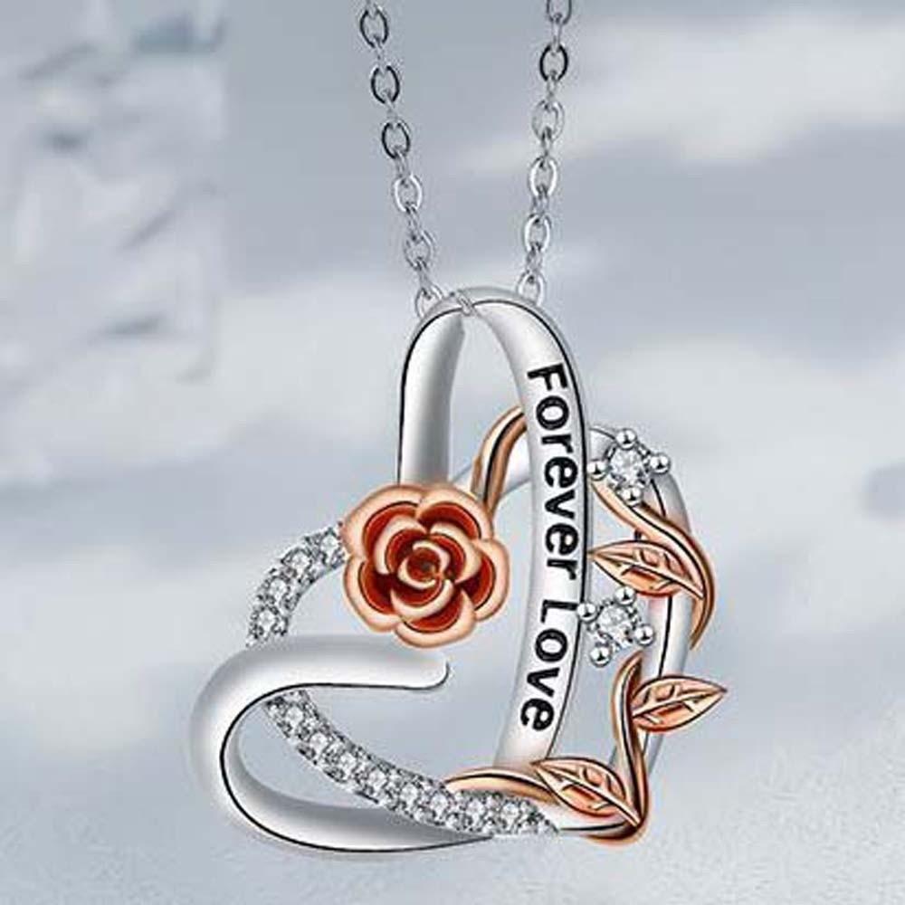 Rhinestone Heart Rose Necklace Neck Accessories Valentine's Day Clavicle Chain Wedding Anniversary