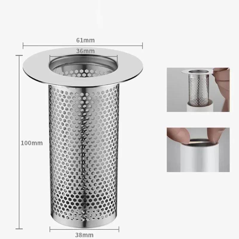 Stainless Steel Floor Drain Filter Kitchen Water Sink Drain Strainer Stopper Anti Clogging Filters Bathroom Bathrub Hair Catcher