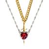 Heart and Sword Necklace - Couple Necklaces - 18k Gold Plated STAINLESS STEEL Zircon Crystal Ring Bracelet Necklace Jewelry Set