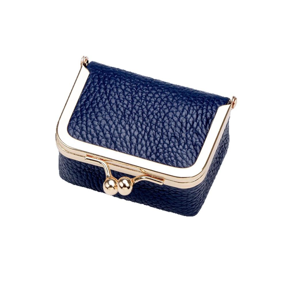 Genuine Leather Kiss Lock Coin Purse Solid Color Small Item Bag Leather Jewelry Bag  Earrings
