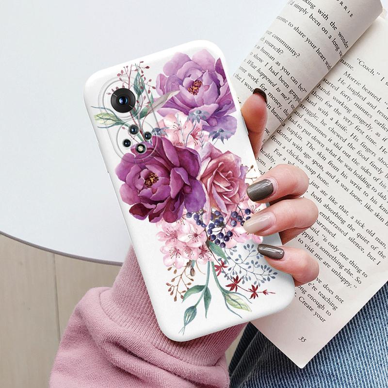 Flowers Funda For Honor 50 Capa Huawei Nova 9 Phone Case Soft Silicone Cute Cat Bear Back Cover For Honor X6a X6b X6c TPU Bumper