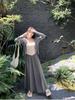 2025 Spring/Autumn Stylish Spliced Two-Piece Top & Long Skirt Set for Women