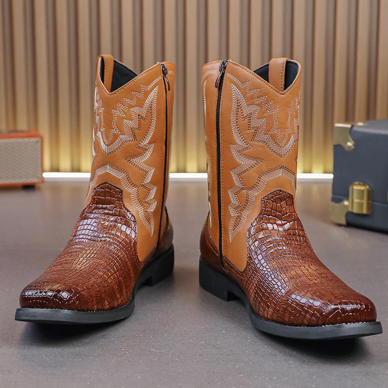 Autumn and winter British style men's shoes fashion trend high top shoes men's boots Western cowboy boots