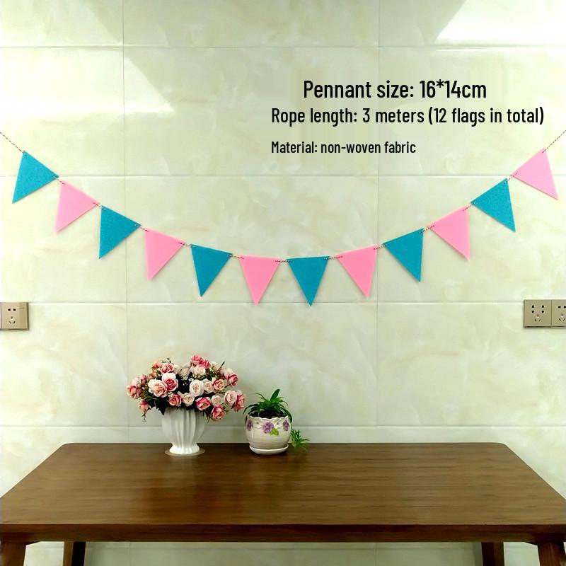 Outdoor Kindergarten Festival Flag Decoration - Non-woven Fabric Pull Flower Pennant