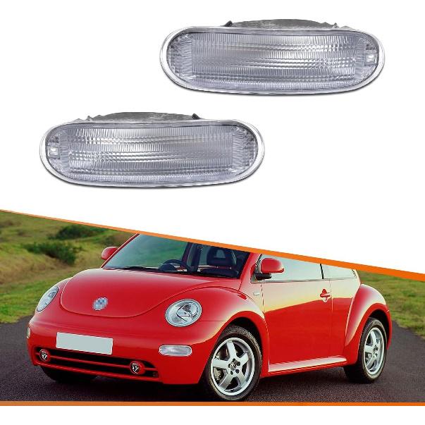 

ADIIL 2x Clear Lens Front Turn Signal Light Housings For 1998-2005 VW Beetle,Front Side Corner Park Marker Lamp Kit Clear Lens(No Bulbs)