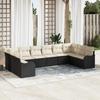 vidaXL 10-piece Garden Sofa Set with Cushions In Black Poly Rattan 3354546