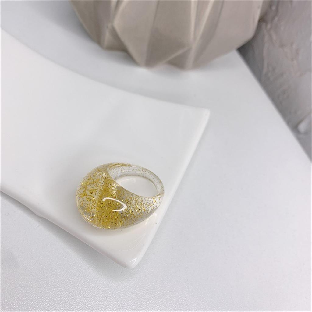 Retro  Cool Colorful Clear Resin Oval Rings Charm Acrylic Water Droplets Shape for Women Girls Travel Summer Popular Jewelry