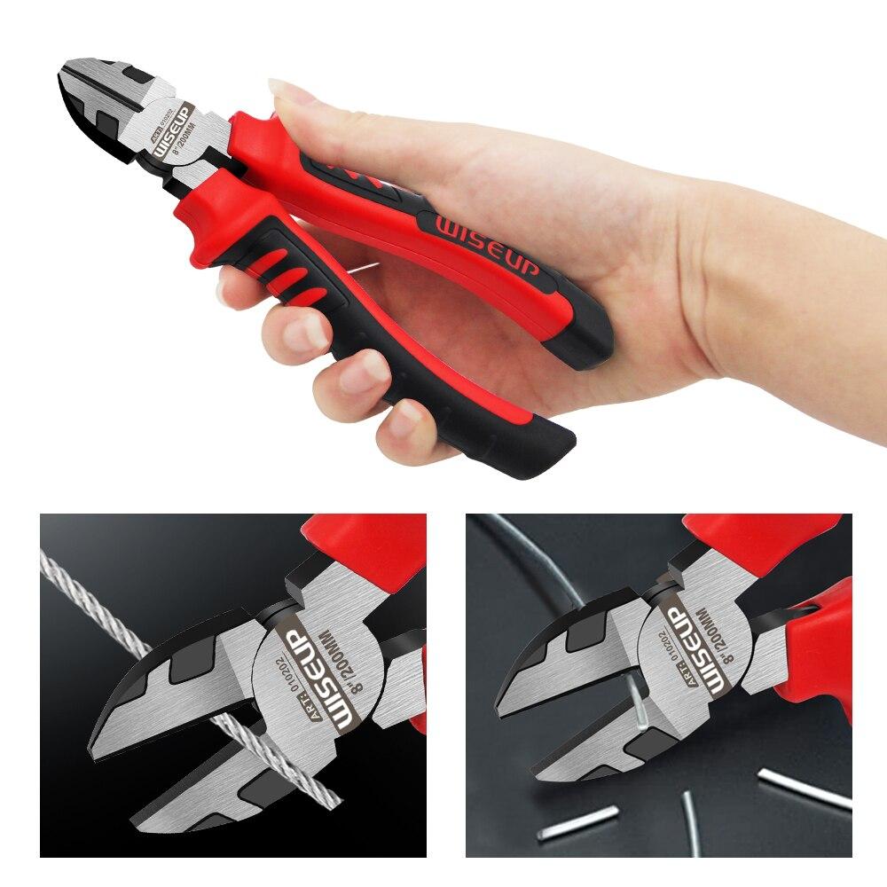 WISEUP 1pcs 6” 7” 8” Industrial Grade Steel Wire Cutter Universal Long Nose Nippers Diagonal Construction Pliers Hand Tool