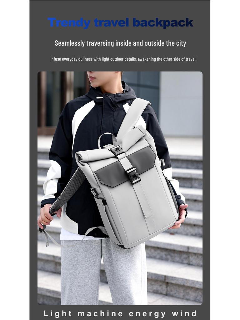 Herren Rucksack mit großem Fassungsvermögen, Rollverschluss, wasserabweisend, für Pendler, für Reisen & Outdoor-Nutzung