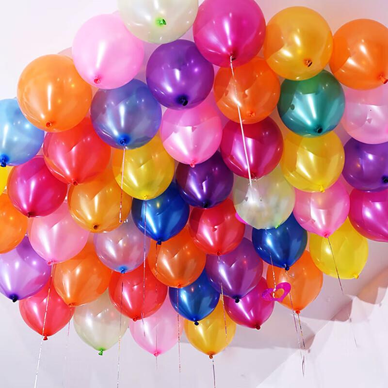 100 Pcs Colorful Round Party Balloons with Pump