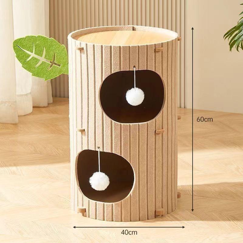 Three-Layer Multi-Purpose Cat Tree with Warm Bed & Scratching Board
