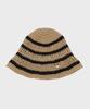 Seullouseulloulli Moroccan Handmade Crochet Striped Bucket Hat _ Beige