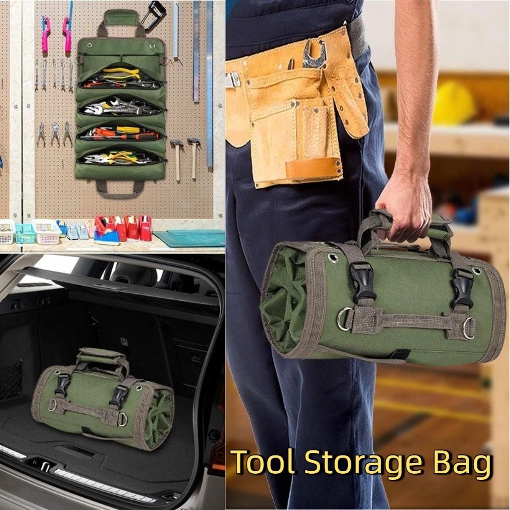 Professionelle Werkzeugtasche mit mehreren Fächern, gerollten Reißverschlusstaschen, Werkzeugtasche mit großem Fassungsvermögen, robuste Werkzeugtasche für Mechaniker