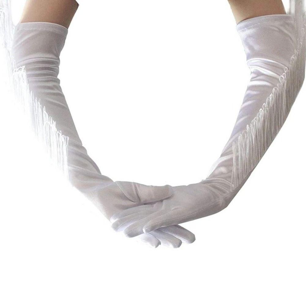 Vintage Long Tassel Gloves Stretch Women Long Gloves New Fringe Fingerless Gloves