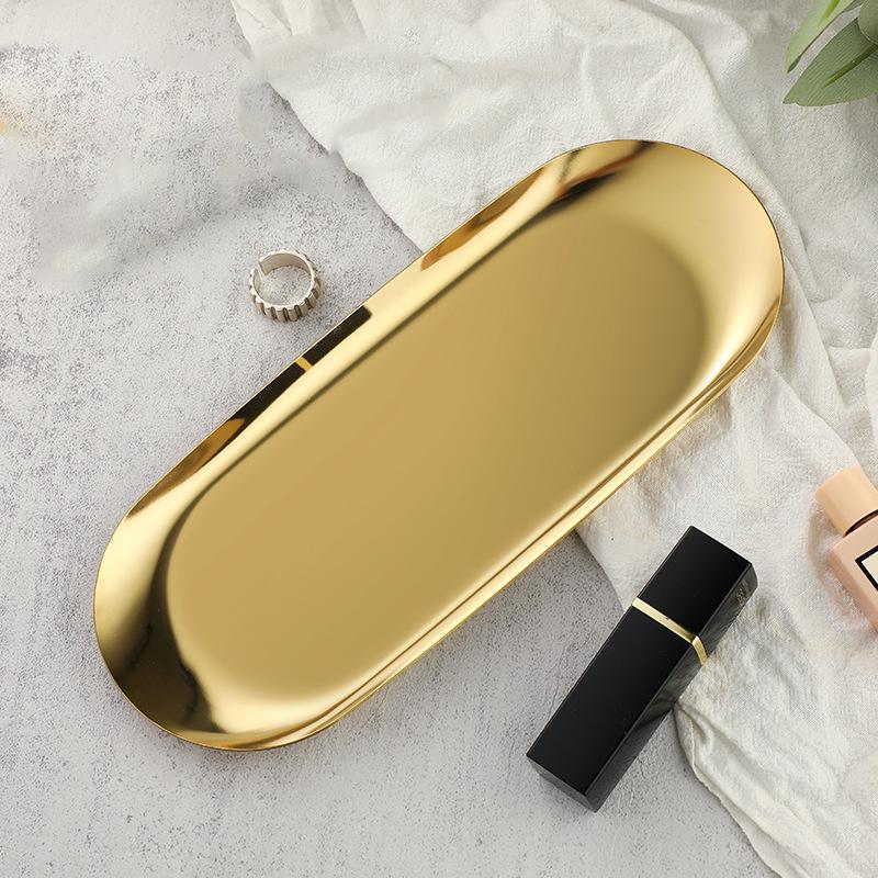 Metals Stainless Steels Oval Tray Jewellery Storage Shelf Desktop Clutter Organiser Birthday Party Decoration Ornaments