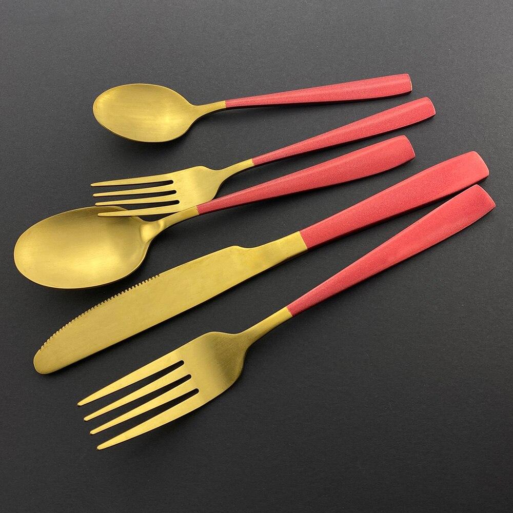 20Pcs Colorful Cutlery Set Dinnerware Set Black Fork Knife Spoon Stainless Steel Home Tableware Set With Plastic Storage Tray
