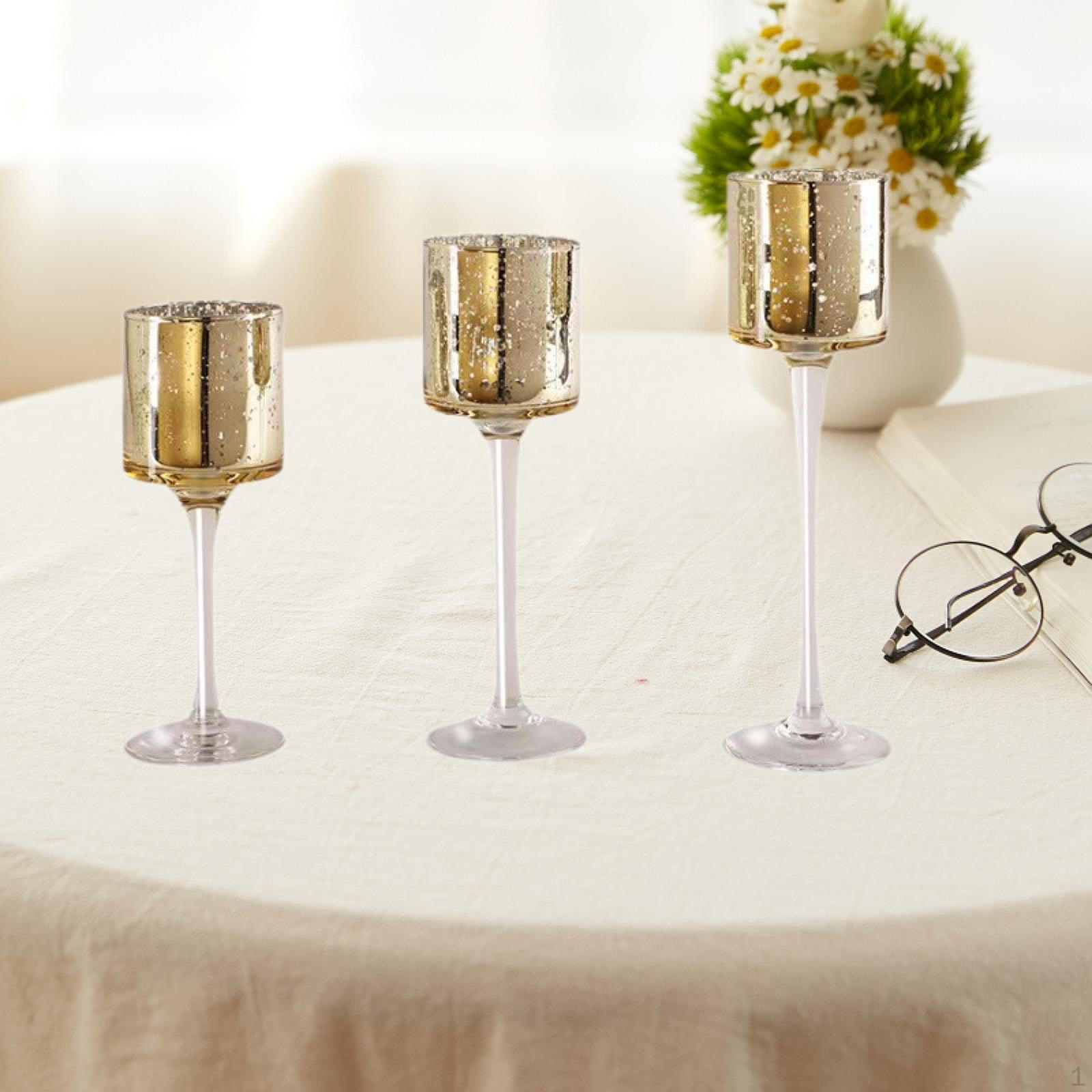 

3 шт. стеклянный подсвечник конусный каминный подсвечник для столовой gold