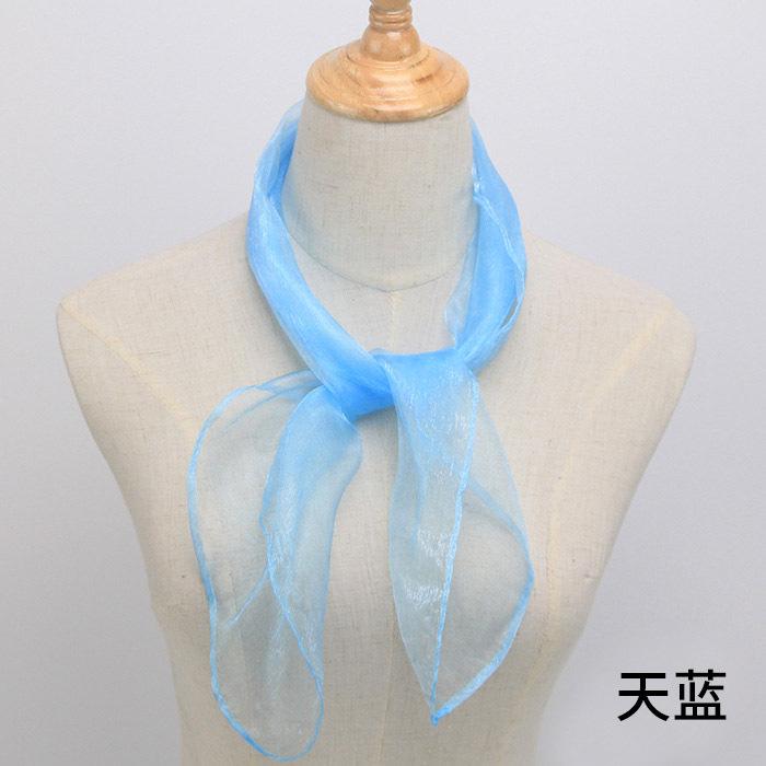 

60Cm Solid Color Chiffon Nylon Small Silk Scarf Changeable Performance Dance Small Square Scarf Candy Color Versatile Scarf foot 60 * 60CM небесно-голубой