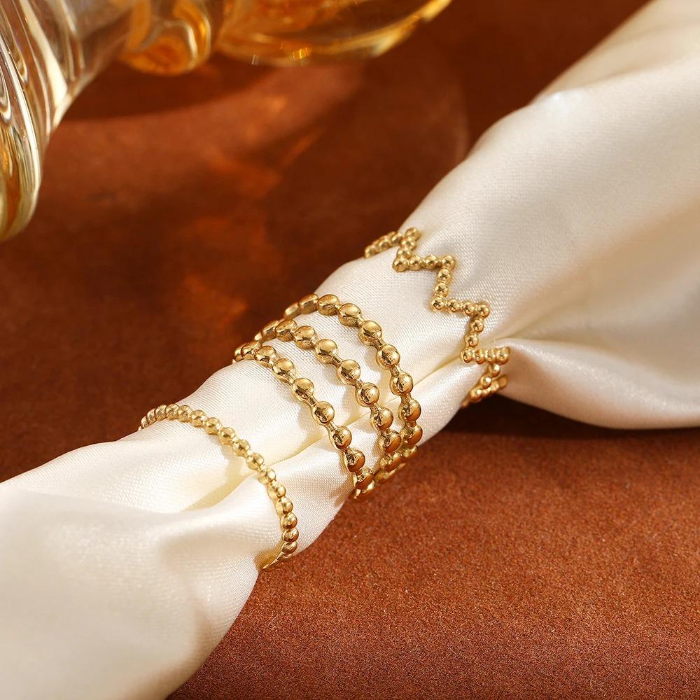 10Pcs/Set Geometric Trendy Gold Copper Color Cuff Rings Set For Women Girl Metallic Stainless Steel Minimalism Fashion Chic Ring