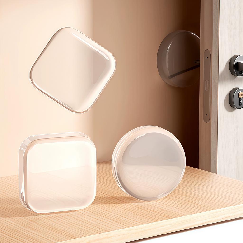 2 Set Adhesive Door Stoppers Transparent Soft Silicone Wall Protectors To Prevent Impact Scratches On Door And Wall