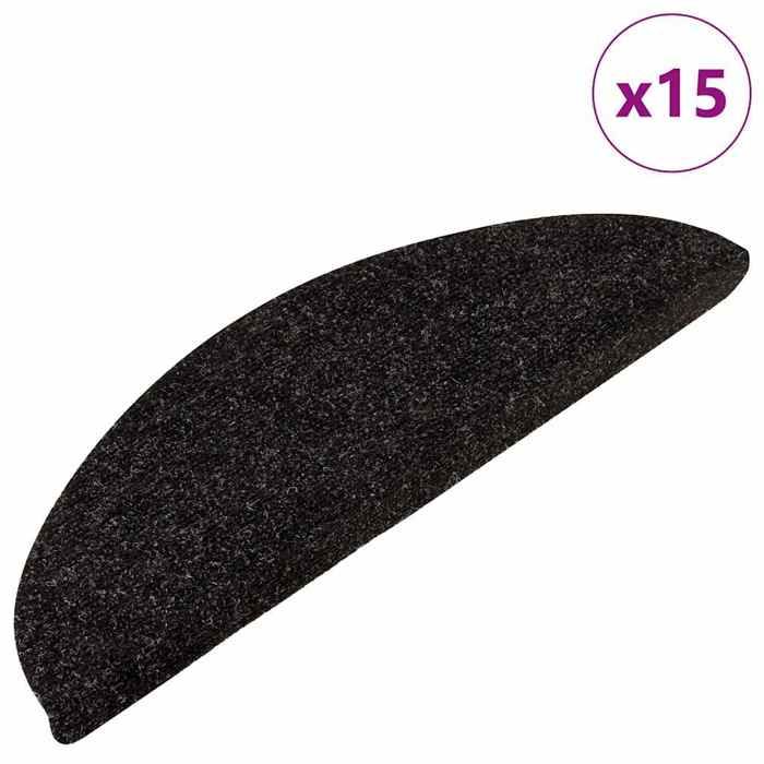 VidaXL Tapis d'escalier autocollants 15 pcs 56x17x3 cm Anthracite 136389