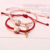 Fashion Cute Ceramic Cat Pendant Bracelet for Women Men Simple Lovers Red Rope Braided Adjustable Bracelet Jewelry Gifts
