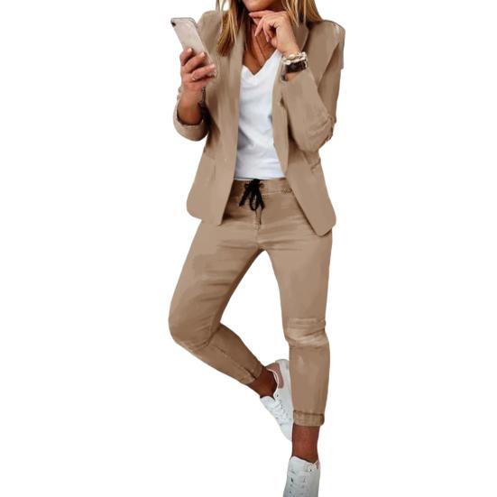 Completo da Donna 2 Pezzi Giacca Blazer Manica Lunga Aperta sul Davanti e Pantaloni a Sigaretta Set Business Abiti Casual da Ufficio Formali