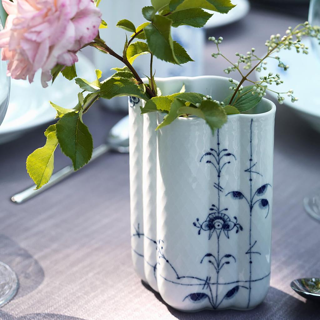 [Offiziell importiert] Royal Copenhagen blaue Palmetten-Blumenvase, 15 cm hoch, Hochzeitsgeschenk, Produktnummer 1017428